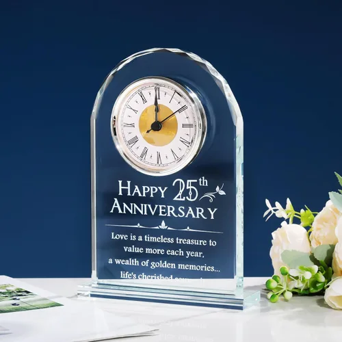 Miniatura 7 de YWHL Regalos de Reloj del 25º Aniversario de Boda para Pareja, Regalos de Recuerdo del 25º Aniversario para Esposo/Esposa, Decoración de Reloj