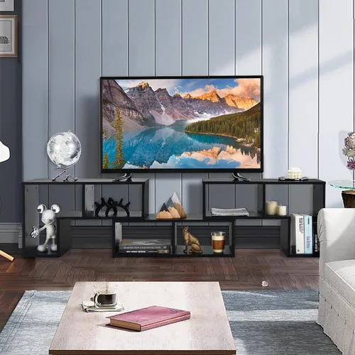 Miniatura 9 de KOTEK Soporte de TV para TV de 50, 55, 60, 65 pulgadas, organizador de estantería de combinación gratuita, mesa consola de TV con estantes
