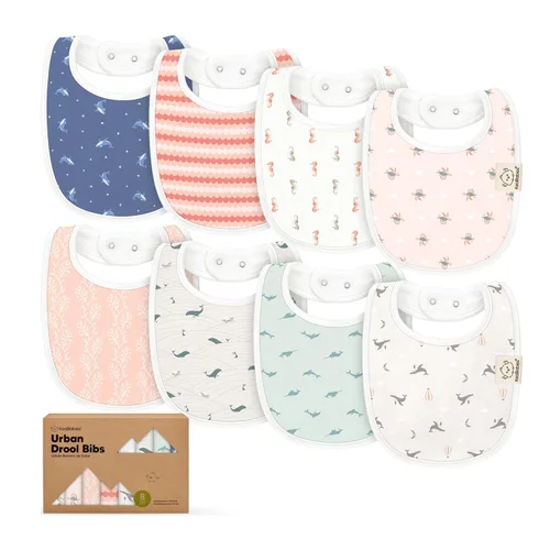 Miniatura 11 de Paquete de 8 baberos orgánicos para bebés niños, niñas - baberos de algodón suave para babear y dentición para bebé niña y niño, extra absorbentes