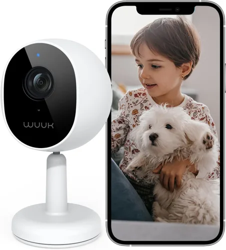 WUUK Cámara de seguridad para interiores de 4 MP, cámara WiFi para interiores, cámara para mascotas con detección de movimiento y humanos, visión