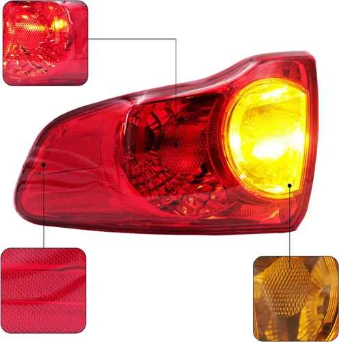 Miniatura 6 de leaptrend Conjunto de luz trasera izquierda, lámpara exterior trasera compatible con Toyota Corolla 2009-2010, luz de freno lateral del conductor