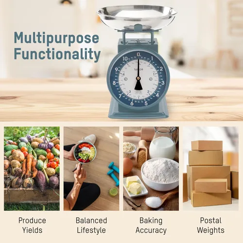 Miniatura 4 de Báscula de cocina mecánica Taylor para pesar alimentos con tazón, pesa hasta 11 libras, mide en gramos y onzas, básculas de alimentos para cocina
