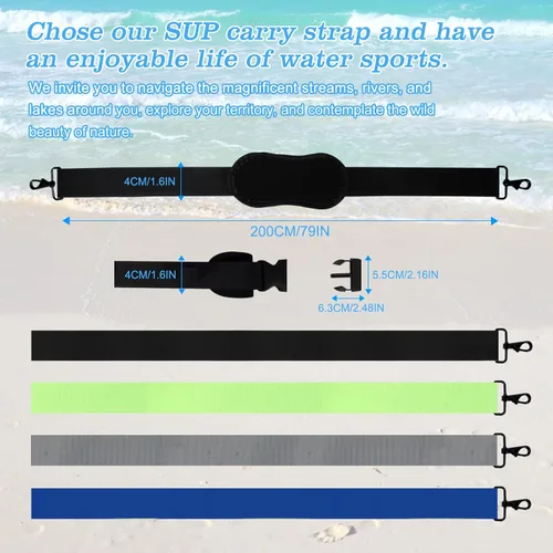 Miniatura 8 de Paddle Board Carry Strap, SUP Kayak Shoulder Straps Paddle Board Accessories for Women and Men Negro