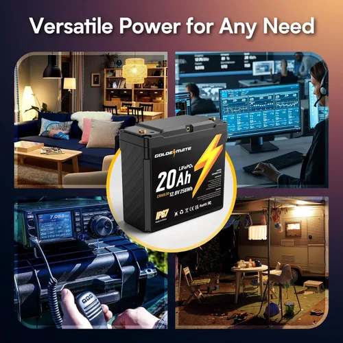 Miniatura 7 de GOLDENMATE Batería LiFePO4 de 12V 20Ah, impermeable IP67, batería de litio de 12V con más de 5000 ciclos profundos, BMS incorporado, celda