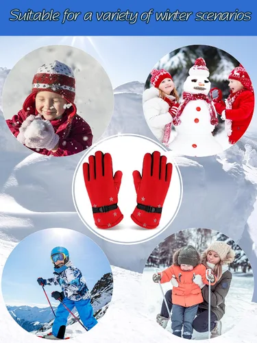 Miniatura 7 de 6 pares de guantes de invierno para niños, impermeables, guantes de esquí para nieve, cálidos, dedos completos, snowboard, guantes unisex para clima