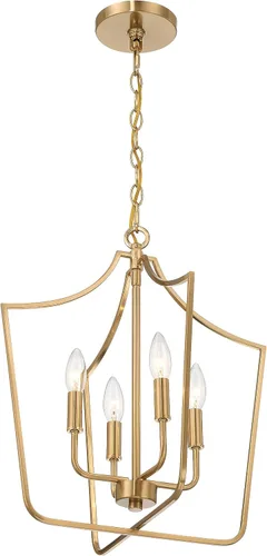 Miniatura 14 de Creative Co-Op Constance - Lámpara de techo estilo candelabro de metal cónico con 4 luces, color dorado cepillado