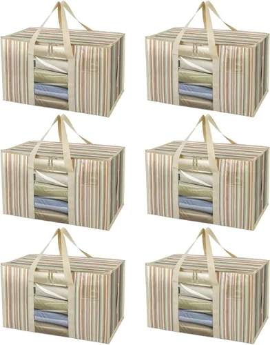 Miniatura 46 de BALEINE Paquete de 2 bolsas de mudanza de gran tamaño con asas reforzadas, bolsa de almacenamiento resistente para ropa, suministros de mudanza