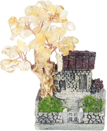 Miniatura 8 de rockcloud Casa de Montaña Interior Paisaje Amatista Cristal Árbol del Dinero Feng Shui Bonsái Ornamento Decoración del Hogar