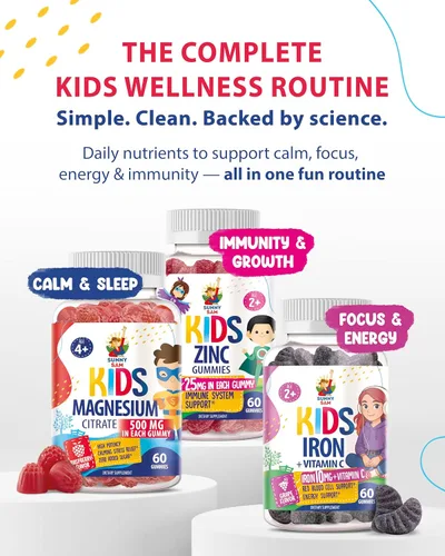 Miniatura 8 de SUNNY SAM Gomitas de hierro para niños y adolescentes - 10 mg de vitaminas de hierro con vitamina C - Suplemento masticable de gomitas con bajo