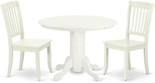 Miniatura 7 de East West Furniture SHDA3-BLK-C - Juego de mesa de comedor de 3 piezas para espacios pequeños que contiene una mesa de cocina redonda con pedestal