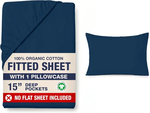 Miniatura 54 de LANE LINEN Sábanas ajustadas tamaño king, 100% algodón orgánico, juego de 3 piezas (1 sábana ajustada, 2 fundas de almohada), tejido percal, ultra