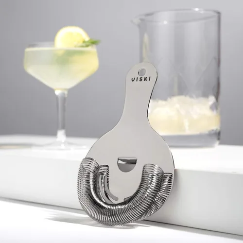 Miniatura 2 de Viski Hawthorne and Bartending - Colador de cóctel de acero inoxidable para bebidas con asas plateado