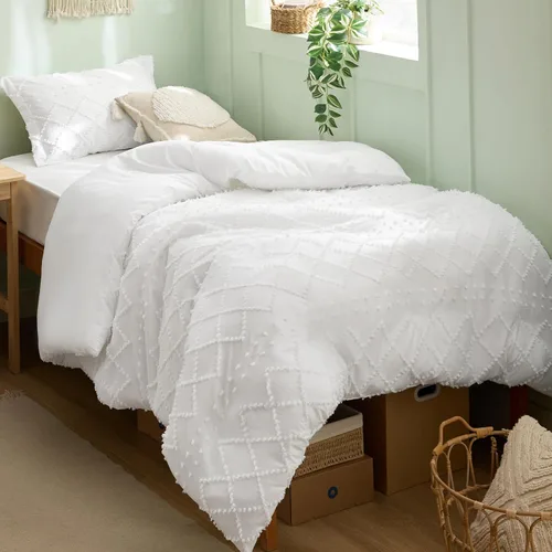 Miniatura 37 de Bedsure - Funda de edredón bohemia para niños, ropa de cama bohemia infantil, capitoné, para todas las estaciones, 2 piezas bordadas shabby chic