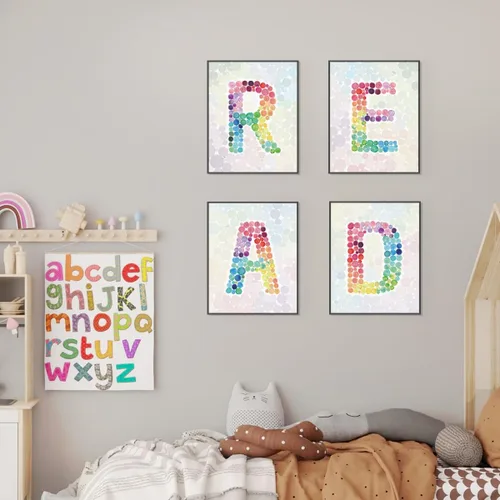 Miniatura 2 de PLKMN Decoración para el aula, letrero de lectura en colores pastel arcoíris para niños, decoración de sala de lectura, rincón de lectura