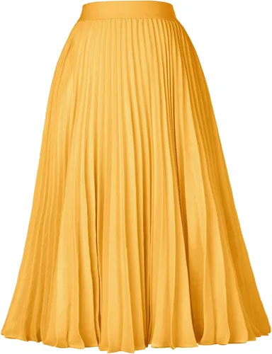 Miniatura 62 de GRACE KARIN - Falda plisada de gasa para mujer, con cintura alta y elástica, vuelo, corte acampanado y longitud por debajo de la rodilla