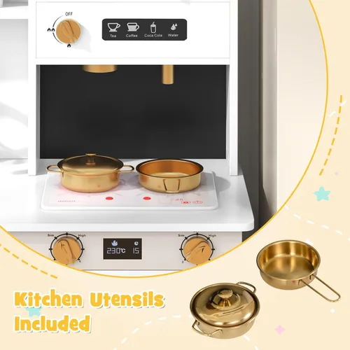 Miniatura 8 de INFANS Cocina de Juguete para Niños, Conjunto de Juego de Refrigerador Nevera de 2 Piezas Combinación con Tabla de Pared del Alfabeto Interactivo