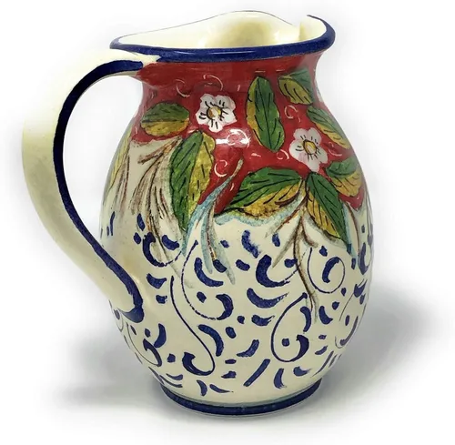 Miniatura 3 de CERAMICHE D'ARTE PARRINI - Cerámica italiana Arte Jarra de cerámica Vino Vine gal 0,264 Limones decorados pintados a mano Hecho en ITALIA Toscana