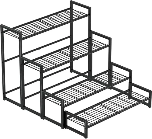 Miniatura 12 de Soporte para plantas de 3 niveles semicircular, estante organizador de macetas de flores de un cuarto redondo, soporte de exhibición de plantas al