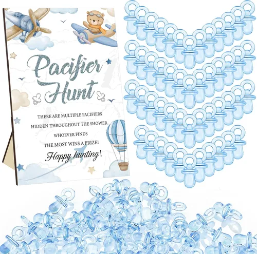 Miniatura 40 de Thyle Juego de 51 piezas de chupete de caza para baby shower, incluye signo de caza y 50 chupetes acrílicos para decoración de juegos de baby Rosa
