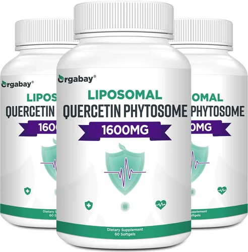 Orgabay Fitosoma liposomal de quercetina 1600 mg,Bromelina 200mg,Zinc 30mg,Vitamina C cúrcuma 40 mg,La absorción más alta,Complejo de quercetina,