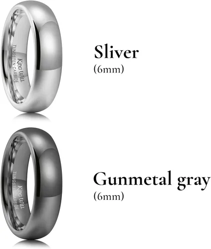 Miniatura 31 de King Will Alianza de boda de carburo de tungsteno para hombres y mujeres, anillos de promesa para parejas abovedados de alto pulido