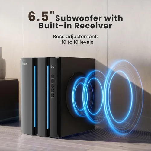 Miniatura 4 de Bobtot Sistema de sonido envolvente de cine en casa para TV, subwoofer de 6.5 pulgadas, 800 W, graves profundos de pico 5.1, altavoces satelitales