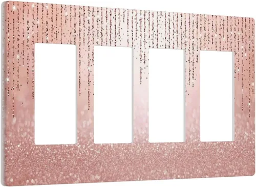 Miniatura 97 de Cubierta de interruptor de luz rosa brillante con purpurina de 1 banda, sin dispositivo, placa de pared en blanco decorativa para adolescentes, Rosa