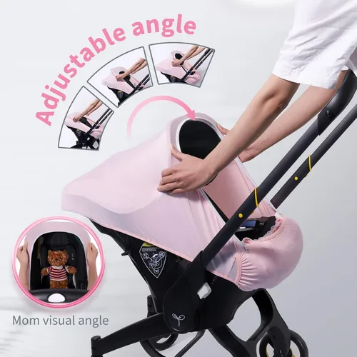 Miniatura 5 de Fundas de asiento de coche para bebé, funda de asiento de automóvil de verano para bebé con ventana de malla transpirable ajustable y bolsillo