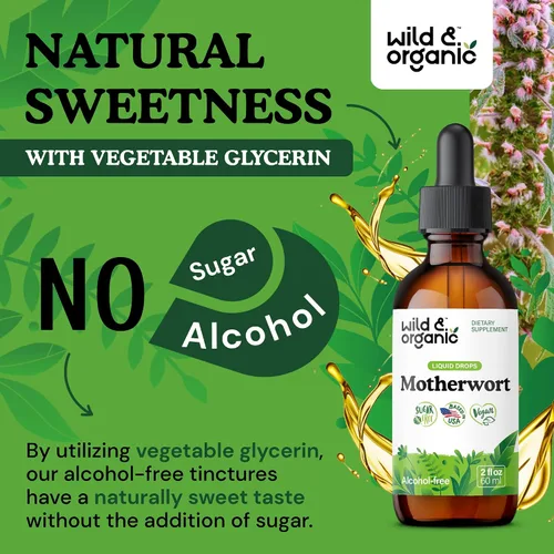 Miniatura 6 de Wild & Organic Motherwort Tintura - Buen estado de ánimo, calma, apoyo de la mujer - Gotas de extracto de hierba Motherwort - Suplemento vegano, sin