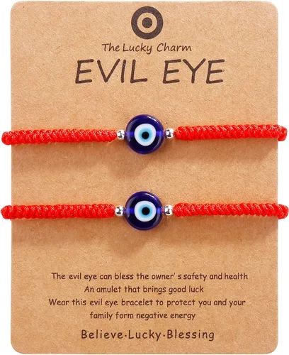Pack Of 2 Handmade String Red Evil Eye Bracelets Blue Evil Eye Jewelry Bracelet for Women Men Teens Braclets mal de ojo bracelets ojo turco pulsera