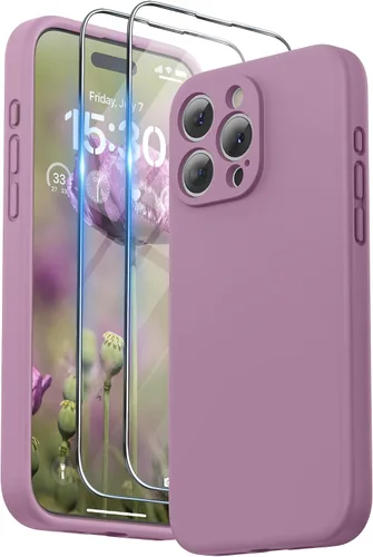 Miniatura 15 de SURPHY Funda diseñada para iPhone 15 Pro Max con protector de pantalla y cordón, correa de teléfono y funda de silicona líquida para teléfono