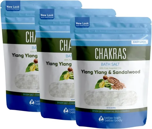 Miniatura 8 de Chakras - Sal de baño de 32 onzas de sal de Epsom con ylang ylang natural, sándalo, eucalipto, incienso, manzanilla y canela, aceites esenciales más