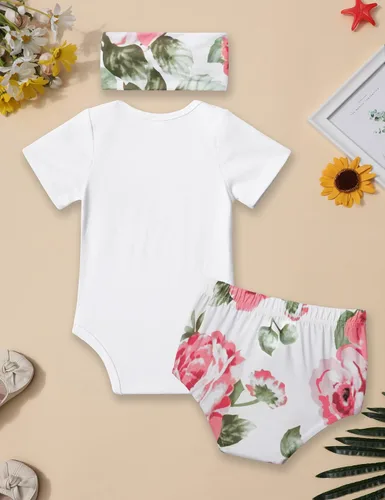 Miniatura 6 de Ropa para bebé recién nacida, conjunto de mameluco de arcoíris, conjunto corto de verano para hermana pequeña, 3 piezas