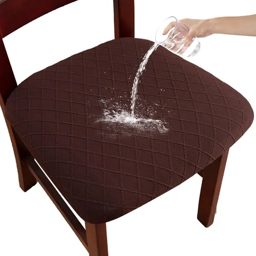 Miniatura 13 de Funda de asiento impermeable para silla de comedor, fundas de asiento lavables para sillas de cocina (negro, 4 piezas)