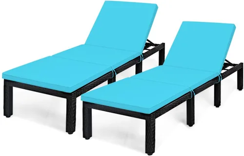 Miniatura 9 de Tangkula Sillón de mimbre para patio, sillas reclinables ajustables de ratán al aire libre, tumbona moderna de ratán exterior con asiento y cojín