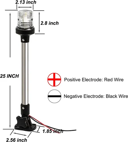 Miniatura 4 de Young Marine - Luz de anclaje para barco de 3 millas náuticas, LED blanca plegable para popa, para pontón y lancha de pesca, luz LED blanca de 360°