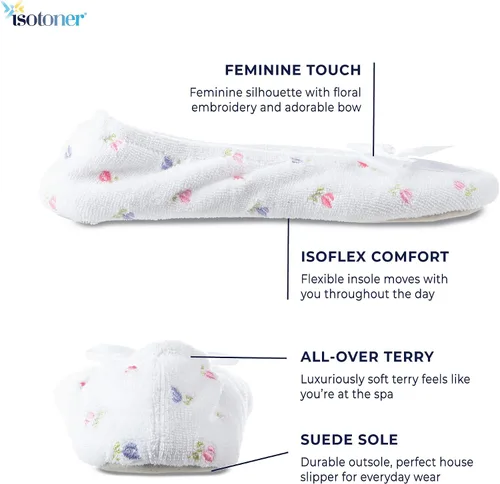Miniatura 2 de isotoner - Pantuflas bordadas tipo bailarina para mujer.