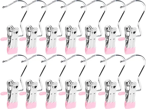 Miniatura 14 de Paquete de 30 ganchos para botas para armario, ganchos de lavandería con clips, soporte para botas, clips para colgar, perchas multifuncionales