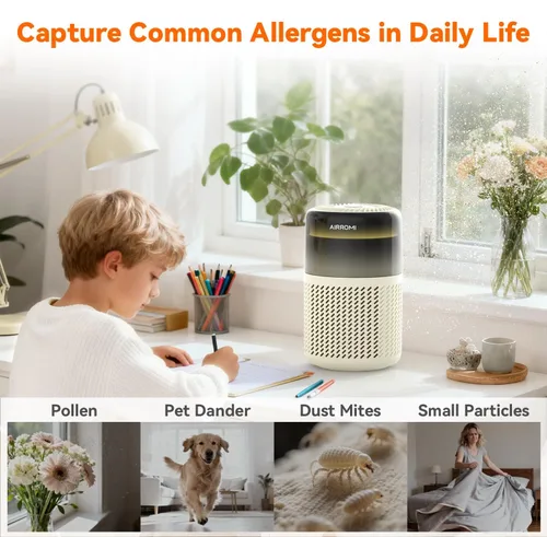 Miniatura 4 de Purificador de aire HEPA AIRROMI para dormitorio y hogar, purificador de aire para mascotas del hogar, elimina el olor a mascotas, olor a arena