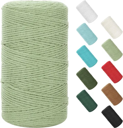 Miniatura 107 de Cordón de macramé de 0.079 in x 380 yardas (1140 pies), cuerda de algodón natural para colgar en la pared, ganchos de plantas, manualidades, Beige
