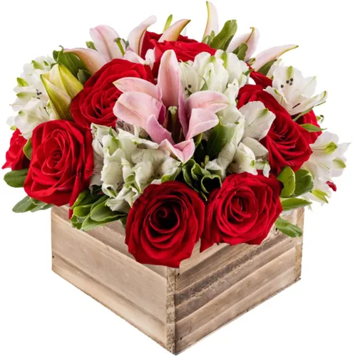 Miniatura 2 de Florero Love-Struck in Opal Arreglo de espuma de flores frescas blancas y rojas Ramos de arabella Flores frescas para entregas, romance