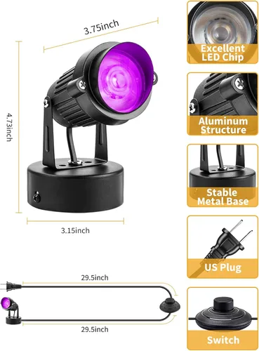 Miniatura 5 de ZUCKEO Focos LED de 10W para Interiores RGBW que Cambian de Color Iluminación Ascendente para Interiores con Control Remoto, Foco Navideño de 120V
