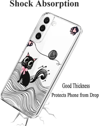 Miniatura 6 de Unov Funda para Galaxy S22 transparente con diseño de TPU suave absorción de impactos, patrón delgado en relieve, cubierta trasera protectora