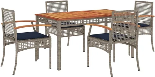 Miniatura 2 de 5-Piece Patio Dining Set Outdoor Furniture Grey Synthetic PE Rattan Modern Design for Garden, Balcony, and Porch