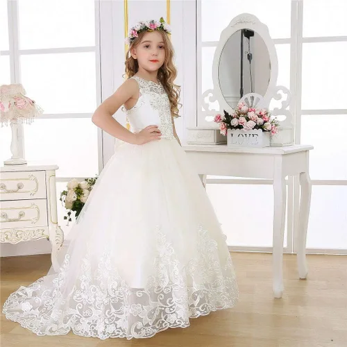 Miniatura 4 de Bow Dream Vestido largo de princesa para niñas, vestido de baile de graduación, vestido de tul