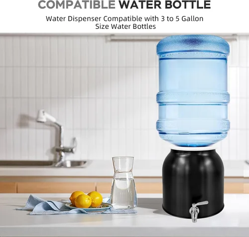 Miniatura 6 de Cántaro de Agua de Acero Inoxidable de 2.5 Galones, Dispensador de Agua de Encimera para Botella de 3-5 Galones, Dispensador de Bebidas con Botella
