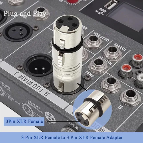 Miniatura 4 de Adaptador de acoplador XLR hembra a hembra de 3 pines conector XLR para cables de audio o sistemas PA 2 unids