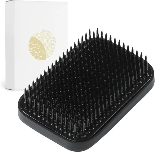 Wazakura Soporte de flores japonés negro Ikebana Kenzan rectangular cuadrado, hecho en Japón, herramienta de rana de alfiler floral - (3.2 pulgadas