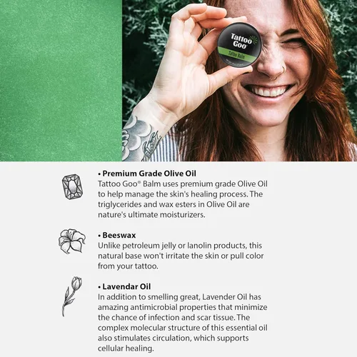 Miniatura 2 de Tattoo Goo Original Tamaño de Viaje para Cuidado de Tatuajes, Bálsamo Natural para Tatuajes con Cera de Abejas y Manteca de Cacao, Ungüento Calmante