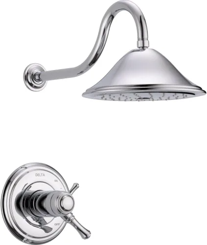 Delta Faucet - Cassidy Serie 17T Juego de ducha de doble función, regadera con tecnología Touch Clean de un solo chorro (no incluye válvula), Cromado